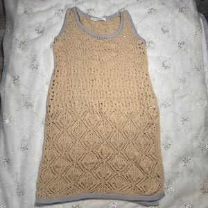 Random Piece Tan Crochet Knit Cover-Up Dress – Size Small